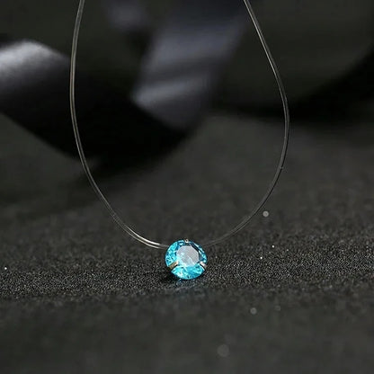 5 Colors Dazzling Zircon Necklace Invisible Transparent Fishing Line Simple Pendant Necklace Jewelry For Women Pearl Jewelry