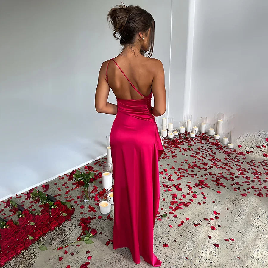 Refined High-Split Satin Formal Dress