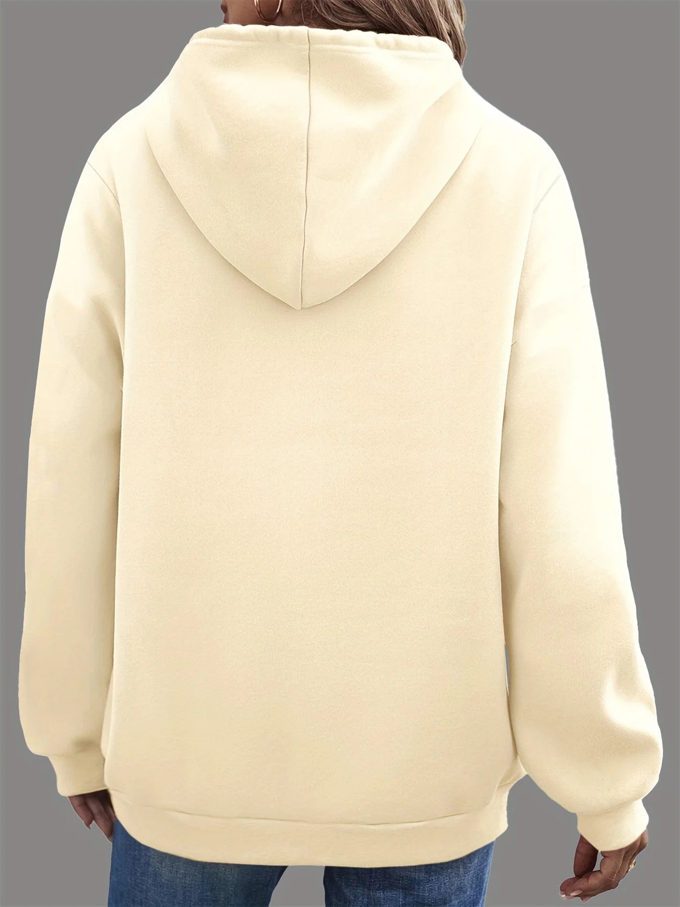 Zipper Bear Print Teddy Fleece Lined Sweatshirt