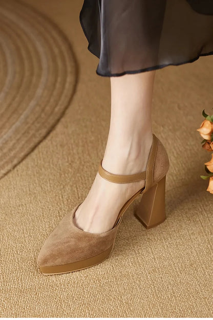 Women’s Square High-Heel Mary Jane Pumps – Retro Platform Dress Shoes