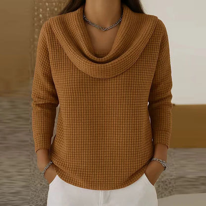 Women’s Waffle Pile-Collar Pullover Sweatshirt