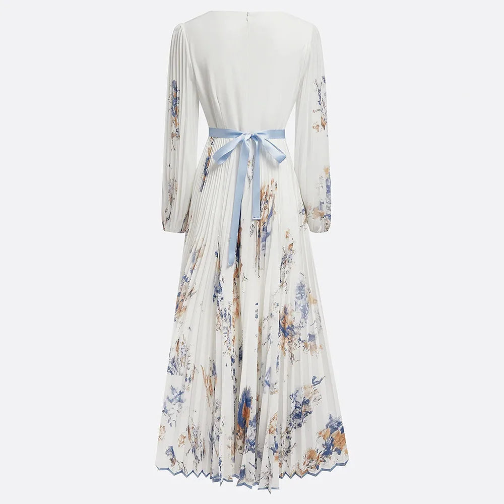 Bohemian Summer Beach Dress Sleeveless Floral Print V-Neck Flowy Maxi Dress for Women Resort Holiday Party Casual Outfit Fashion