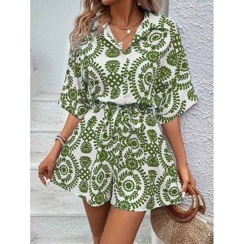 Women’s Casual V-Neck Printed One-Piece dress