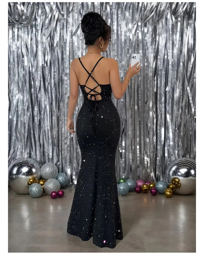 Sophisticated Sequin Milky Silk Evening Dress