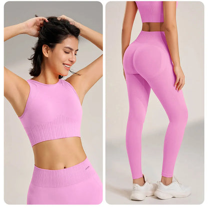 Yoga Clothing Set Women's High Waisted Leggings and Top Two Piece Seamless Fitness Exercise Clothing Fitness Underwear plus size