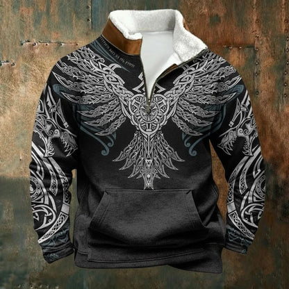 Cassian - Zip-Up Sweater with a High Fur-Trimmed Collar