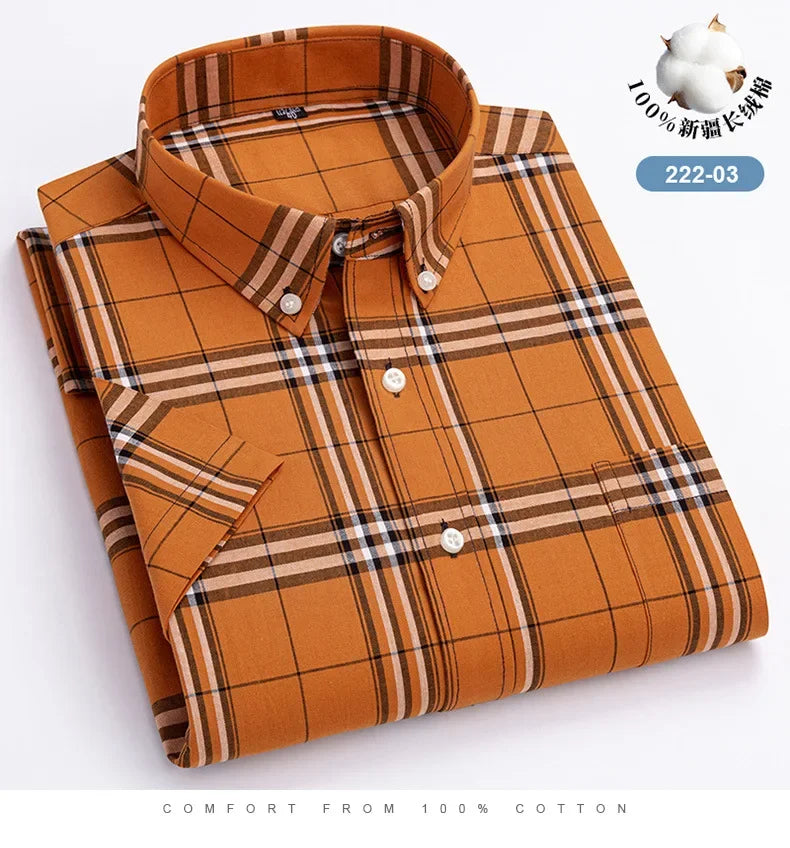 Relaxed Fit Summer Plaid Shirt for Men