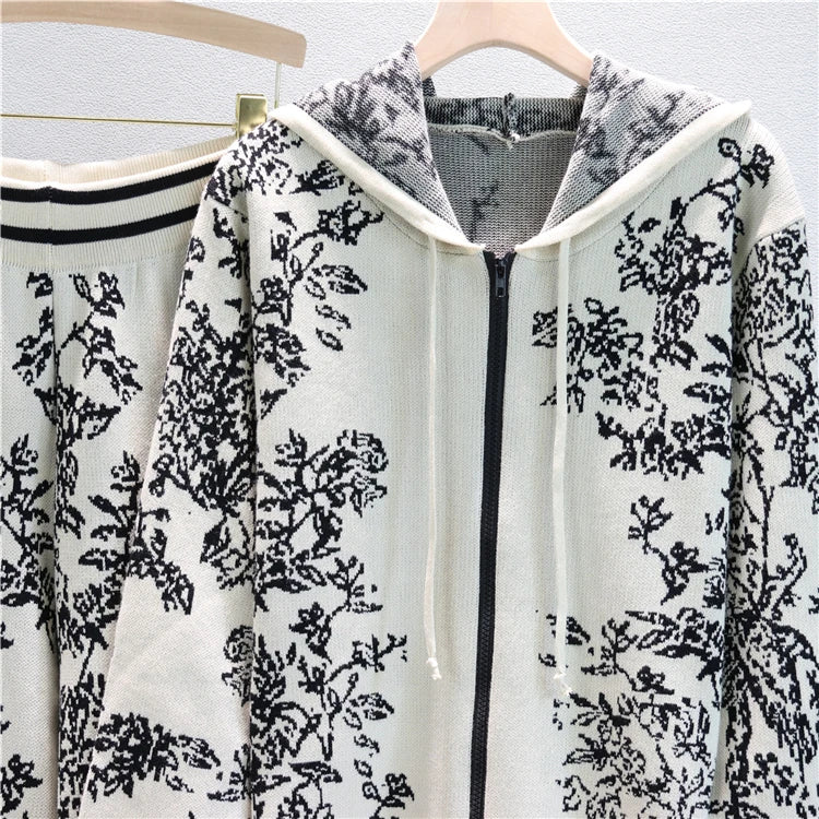 Winter Two Piece Sets Women Tracksuit Knitted Suit Autumn Trouser Suits Female Cardigan Sweater Solid Sports Hoodie Sportswear