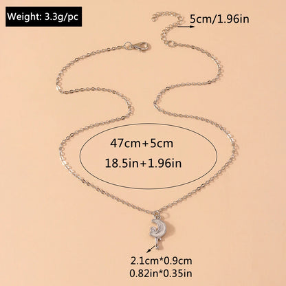 Aihua Exquisite Y2K Silver Color Crystal Sun Moon Star Necklaces for Women Korean Temperament Clavicle Chain Jewelry Gifts