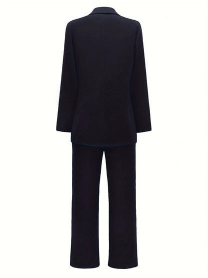 Women’s Elegant Blazer & Straight-Leg Pants Suit – Office & Business Casual Set