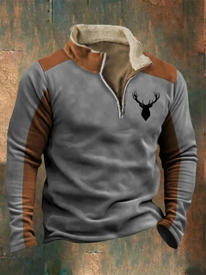 Cassian - Zip-Up Sweater with a High Fur-Trimmed Collar