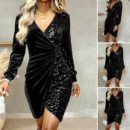 Emilia | Christmas Midi Dress with V-Neck