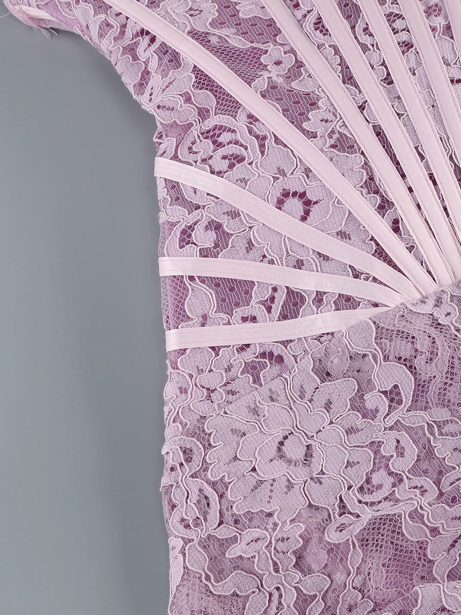 White Birthday Dress for Women – Elegant Lace Pleated Gown