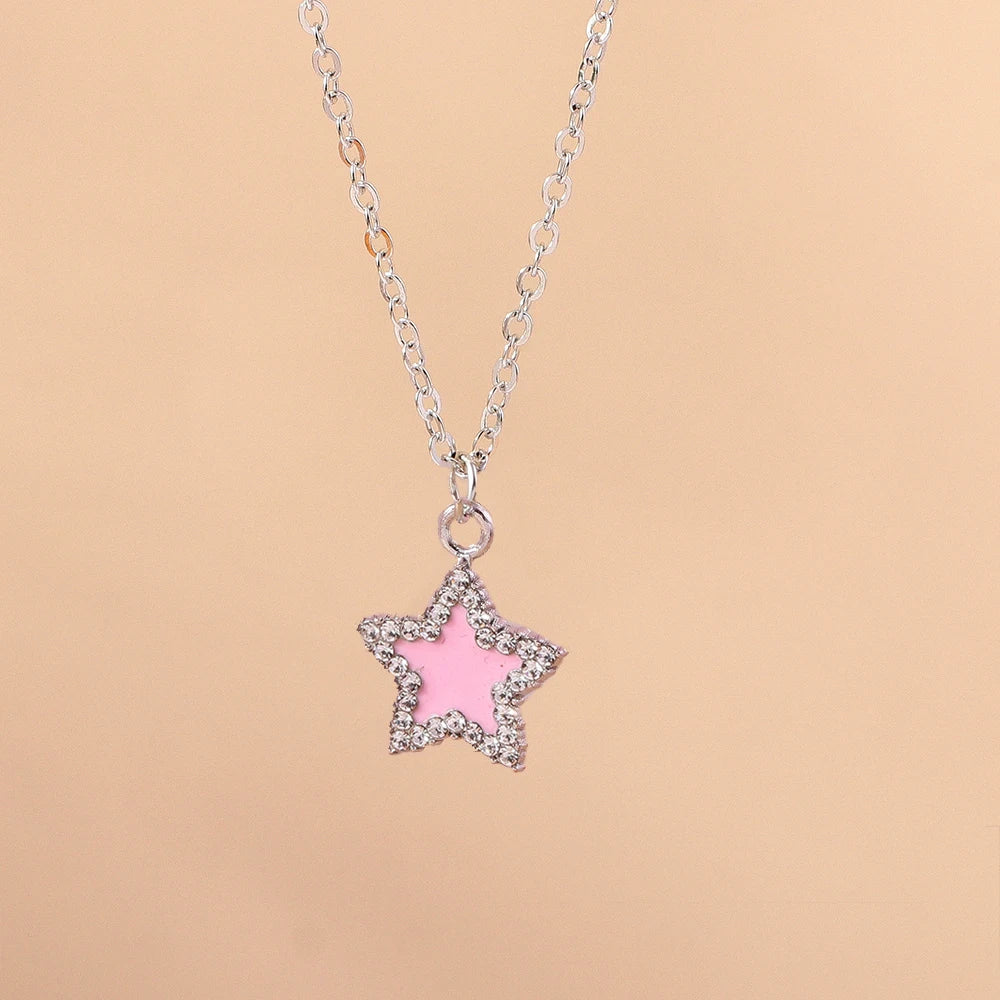 Aihua Exquisite Y2K Silver Color Crystal Sun Moon Star Necklaces for Women Korean Temperament Clavicle Chain Jewelry Gifts