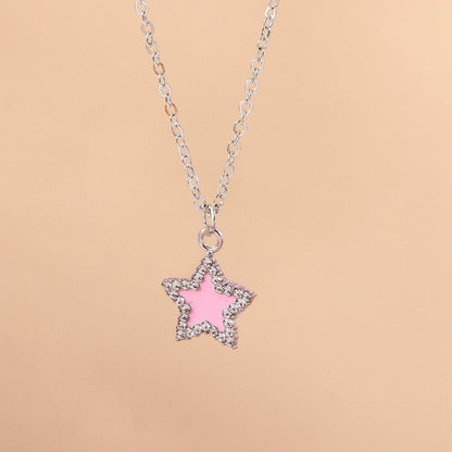 Aihua Exquisite Y2K Silver Color Crystal Sun Moon Star Necklaces for Women Korean Temperament Clavicle Chain Jewelry Gifts