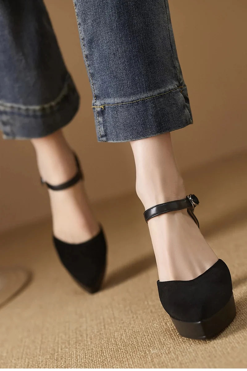 Women’s Square High-Heel Mary Jane Pumps – Retro Platform Dress Shoes