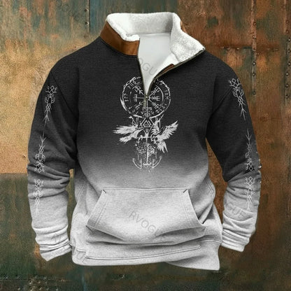 Cassian - Zip-Up Sweater with a High Fur-Trimmed Collar