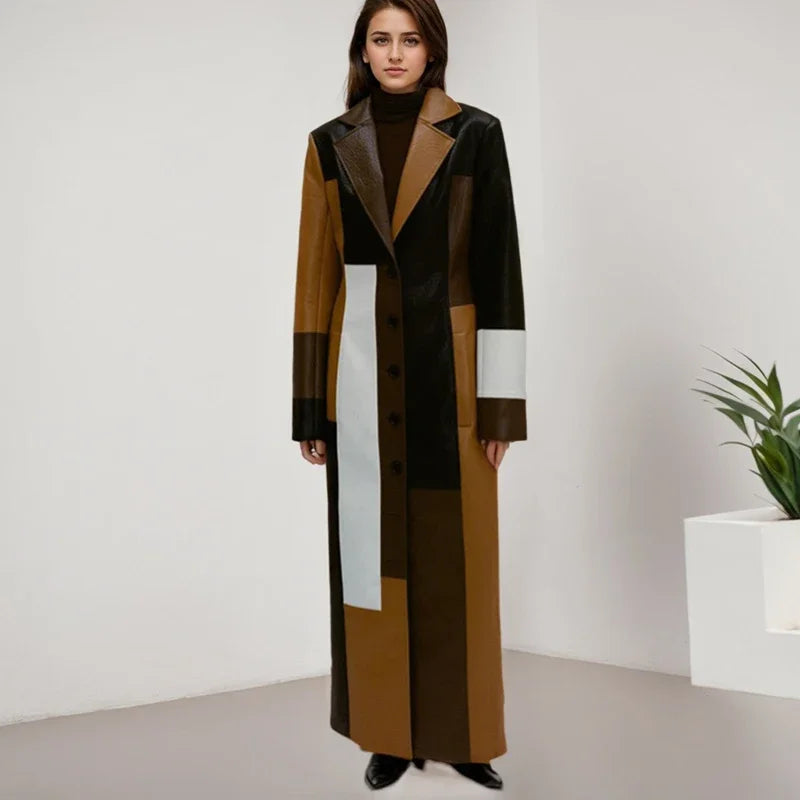 Long Patchwork Trench Coat