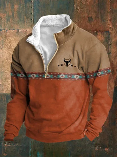 Cassian - Zip-Up Sweater with a High Fur-Trimmed Collar