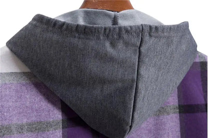 Men's Plaid Long Sleve hooded-shirt