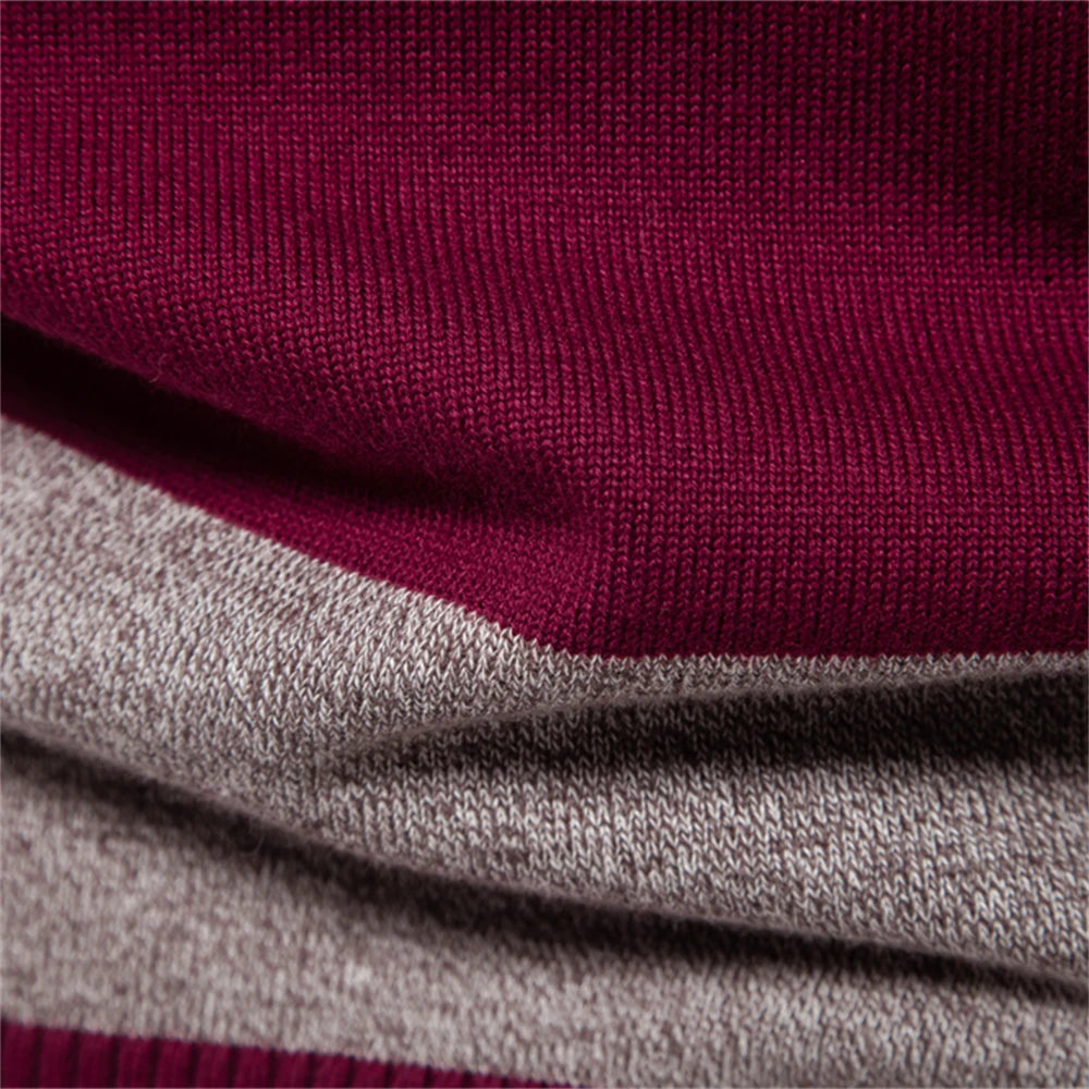 Classic Striped Polo Knit Sweater for Men