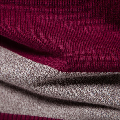 Classic Striped Polo Knit Sweater for Men