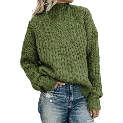 Women's High Collar Twist Knit Sweater