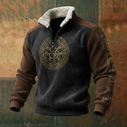 Cassian - Zip-Up Sweater with a High Fur-Trimmed Collar