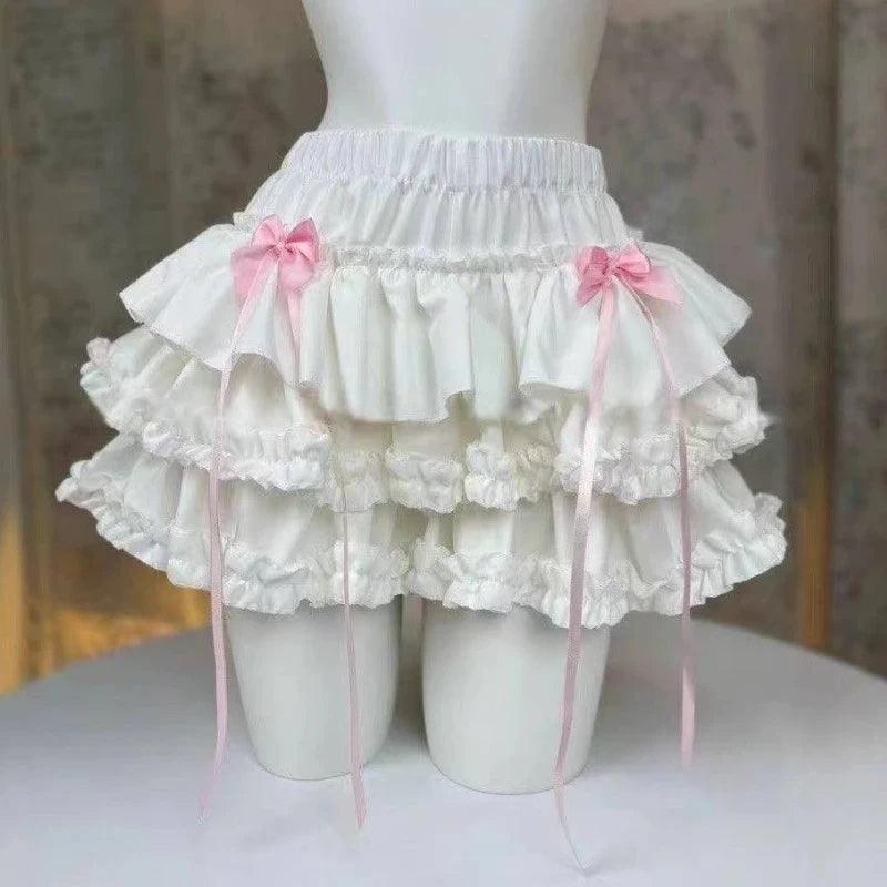 Sweet Kawaii Lolita Style Princess Vintage Cake Skirt Women Cute Lace Ruffles Party Mini Skirts Harajuku Y2k Faldas Mujer