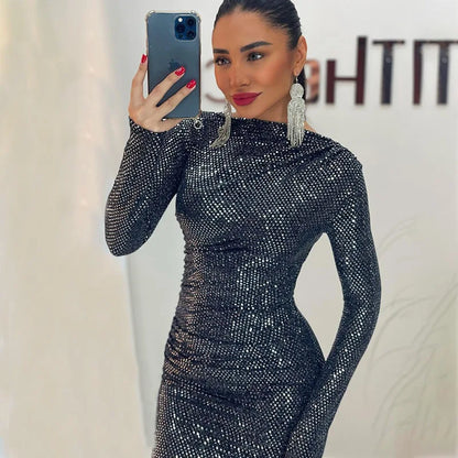 Modern Elegance Women’s Slim Fit Sequin Long Dress