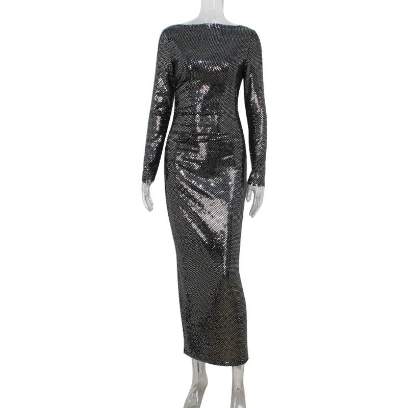 Modern Elegance Women’s Slim Fit Sequin Long Dress