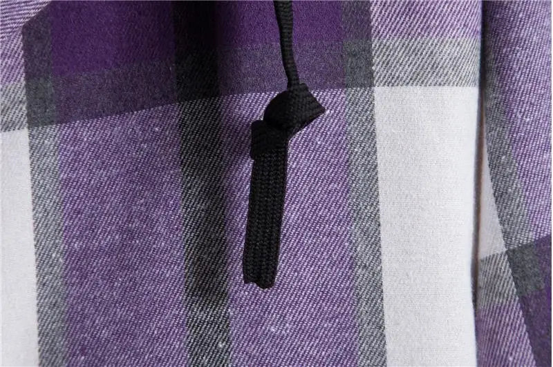 Men's Plaid Long Sleve hooded-shirt