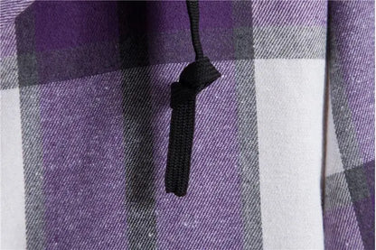 Men's Plaid Long Sleve hooded-shirt