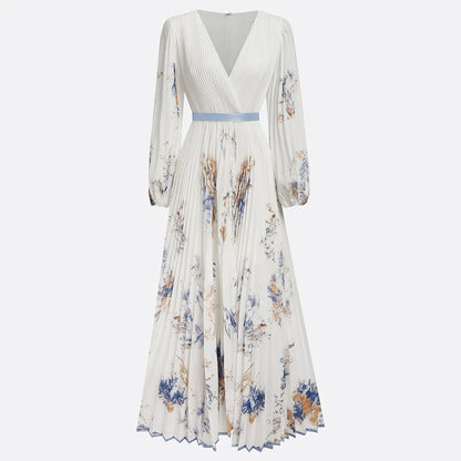 Bohemian Summer Beach Dress Sleeveless Floral Print V-Neck Flowy Maxi Dress for Women Resort Holiday Party Casual Outfit Fashion