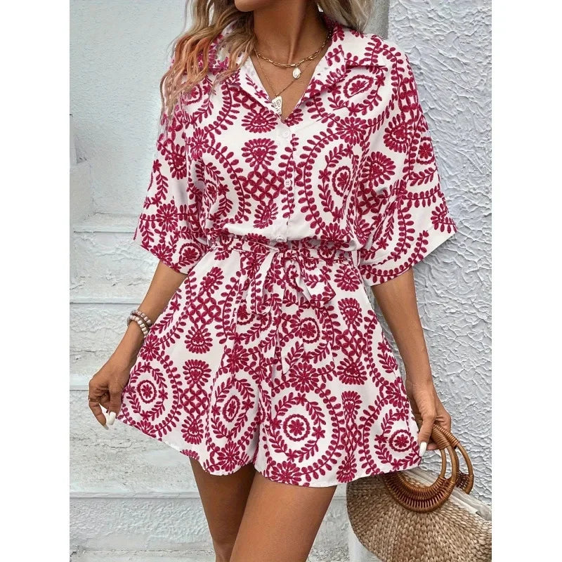 Women’s Casual V-Neck Printed One-Piece dress