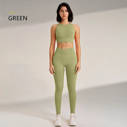 Yoga Clothing Set Women's High Waisted Leggings and Top Two Piece Seamless Fitness Exercise Clothing Fitness Underwear plus size