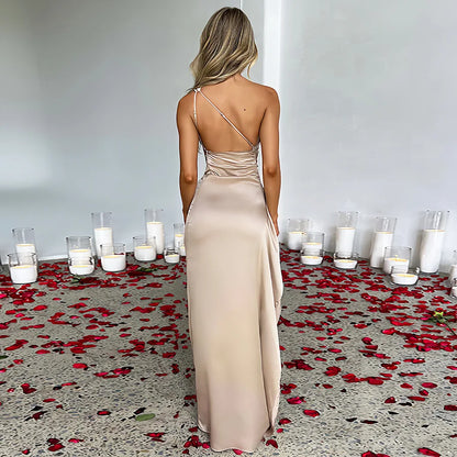 Refined High-Split Satin Formal Dress