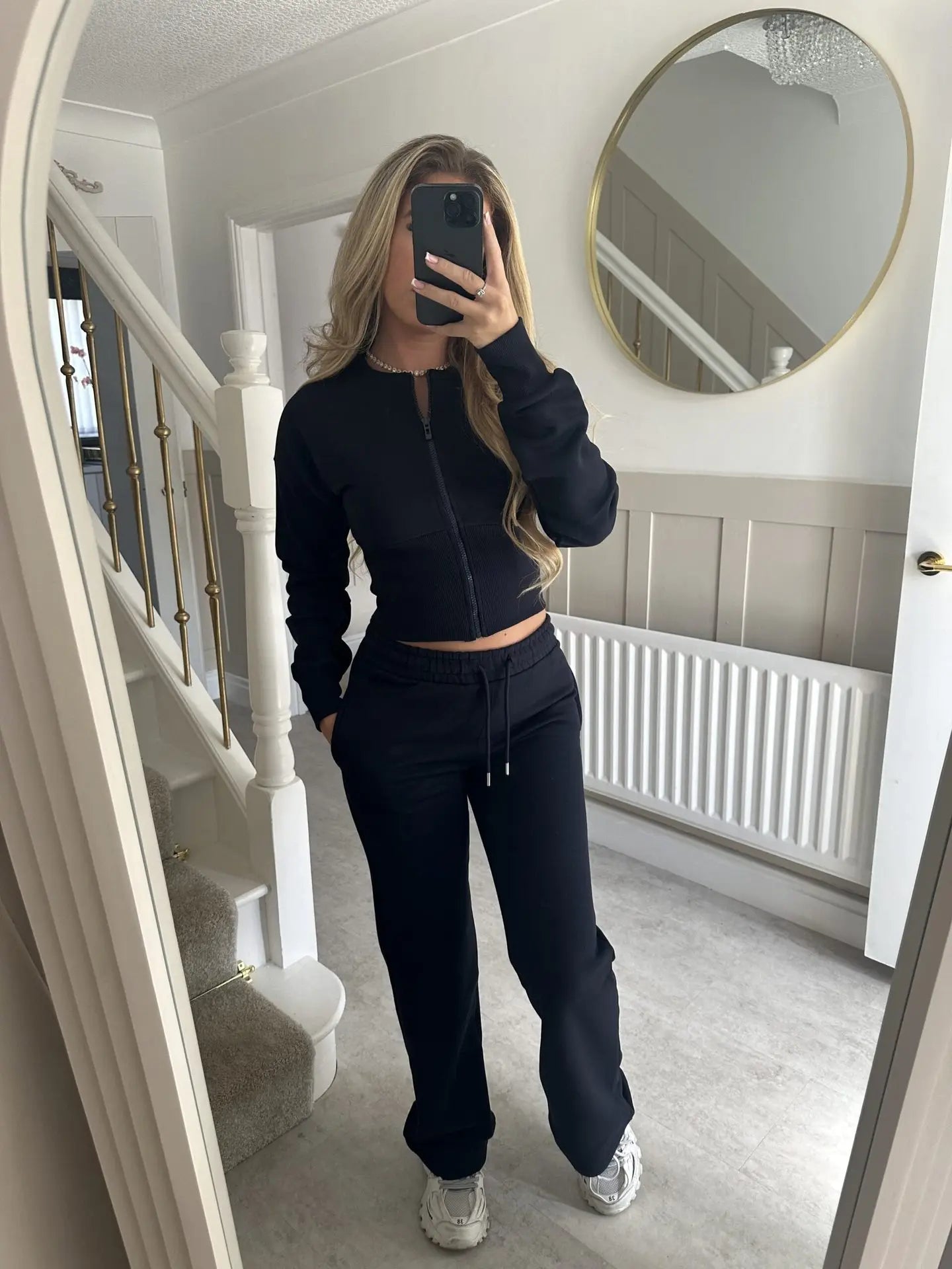 Zipper Top Wide Pants