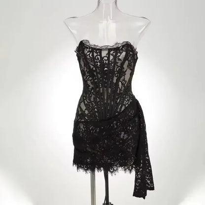 Designer‑Style Strapless Lace Club Dress