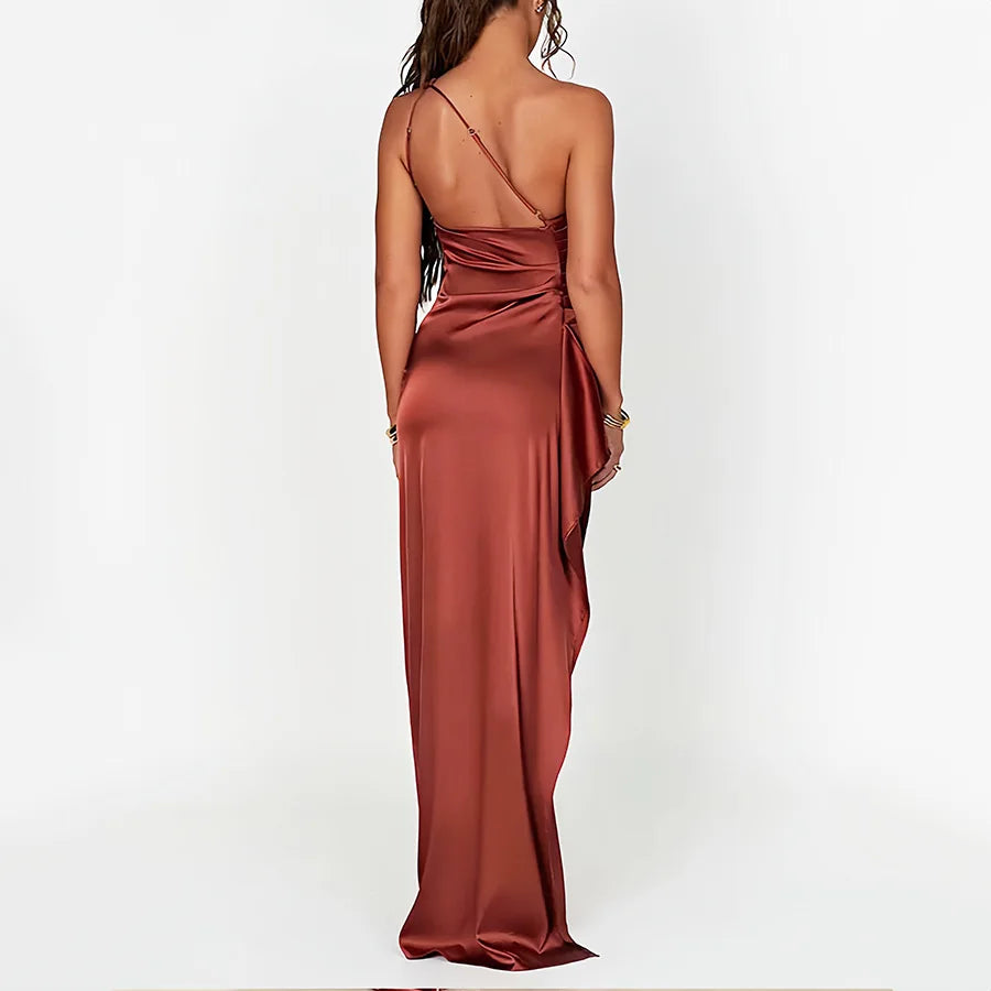 Refined High-Split Satin Formal Dress