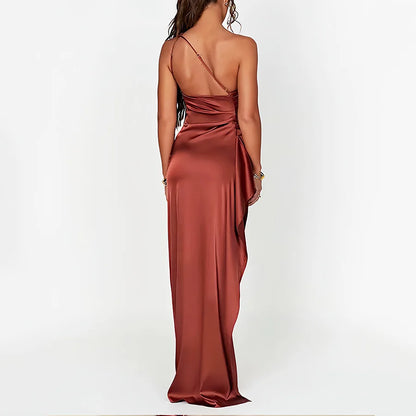 Refined High-Split Satin Formal Dress