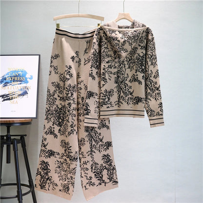 Winter Two Piece Sets Women Tracksuit Knitted Suit Autumn Trouser Suits Female Cardigan Sweater Solid Sports Hoodie Sportswear
