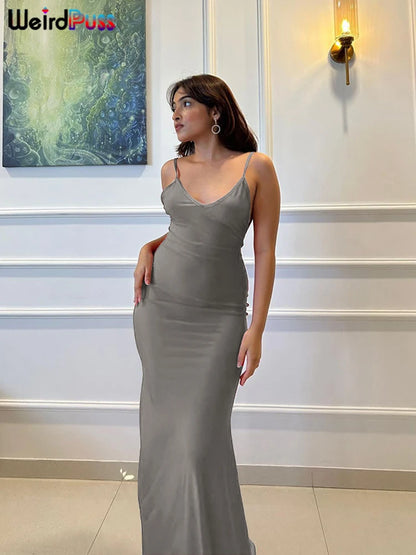 Premium Mermaid Silhouette Backless Maxi Dress
