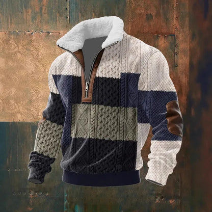 Cassian - Zip-Up Sweater with a High Fur-Trimmed Collar