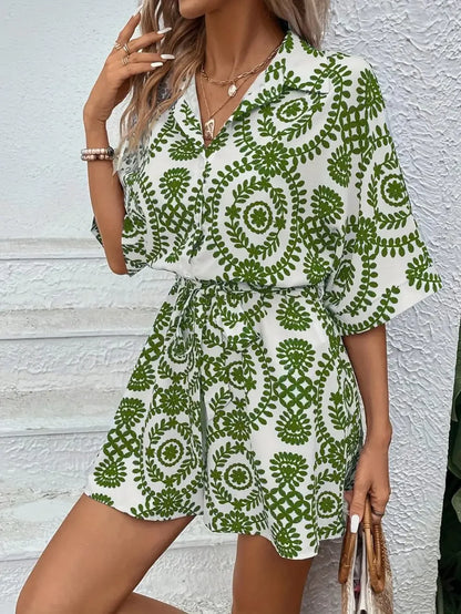 Women’s Casual V-Neck Printed One-Piece dress