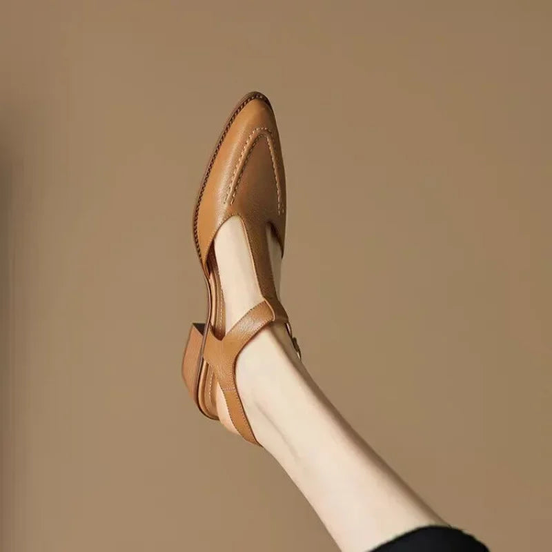 Alluring Pointed-Toe Leather Sandals