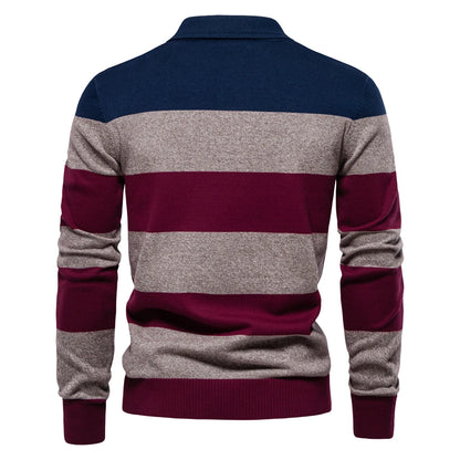 Classic Striped Polo Knit Sweater for Men