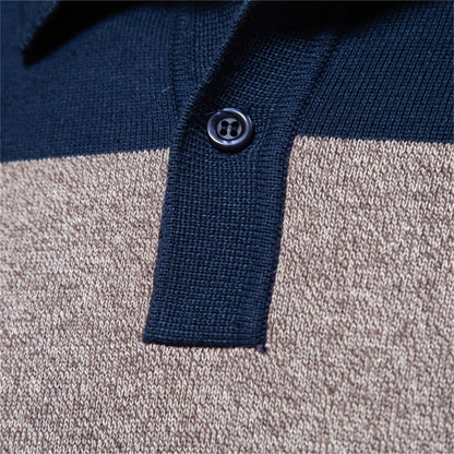 Classic Striped Polo Knit Sweater for Men