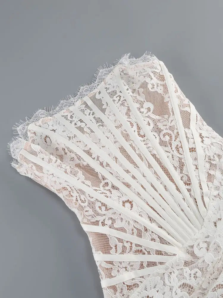 Designer‑Style Strapless Lace Club Dress